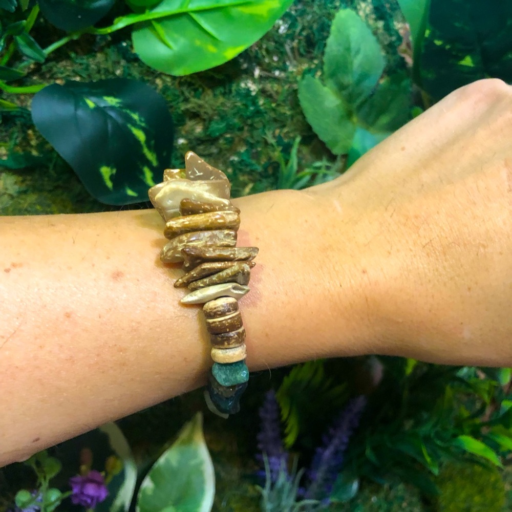 Handmade bracelet beads wood mineral